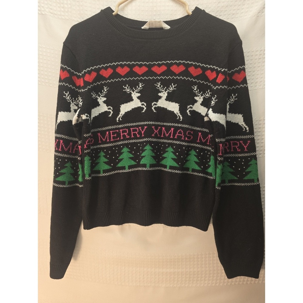 Forever 21 Ugly Sweater Christmas Knit Reindeer Santa Womens Size Us 16/18